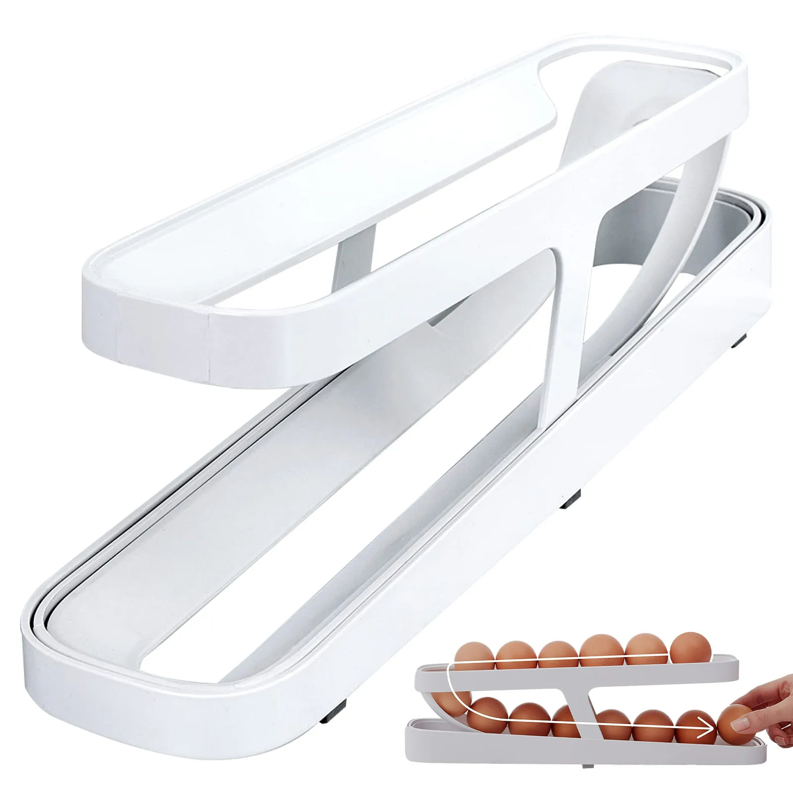 Automatic Egg Dispenser and Organizer - Convenient Scrolling Storage for Refrigerator