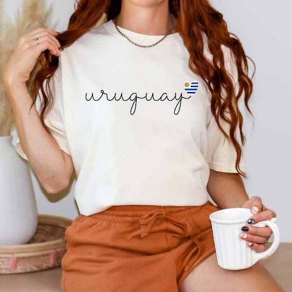 Uruguay Heart Flag Shirt, Minimalist Uruguay Tee, Cute Travel Gift, Latin America Pride Shirt, Vacation Souvenir Shirt