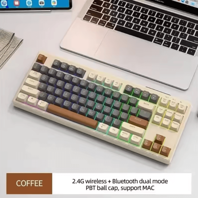 M87 Wireless Dual Mode Bluetooth Keyboard with Rainbow Light RGB and PBT Keycaps