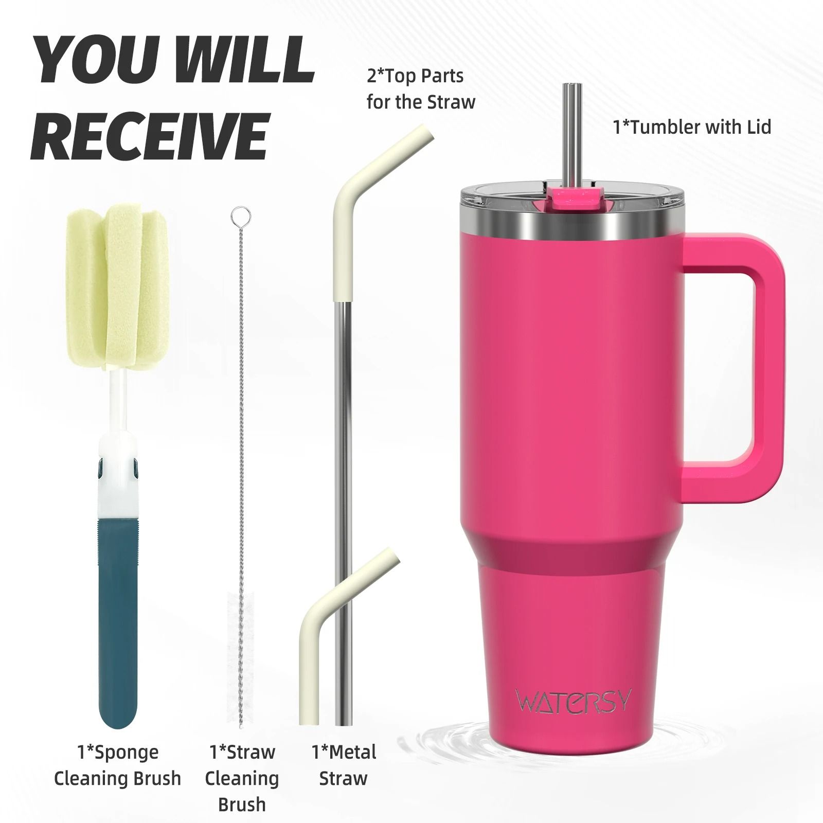 20oz Stainless Steel Insulated Tumbler With Handle and Straw Portable Car Travel Thermal Mug