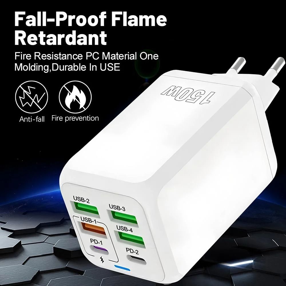 High-Power 150W 6-Port Multi-Device Charging Station