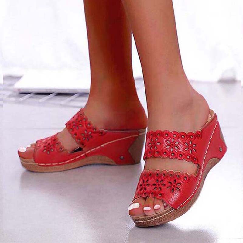 Stylish Summer Women Shoes Sandals, Non-Slip Slip On Wedge Sandals, Retro Ladies Footwear & Casual Women Slippers