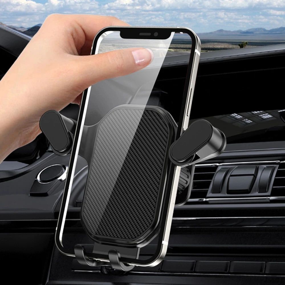 Universal Car Phone Holder Gravity Air Vent Mount with Hook Base – Secure One-Hand Smartphone GPS Stand