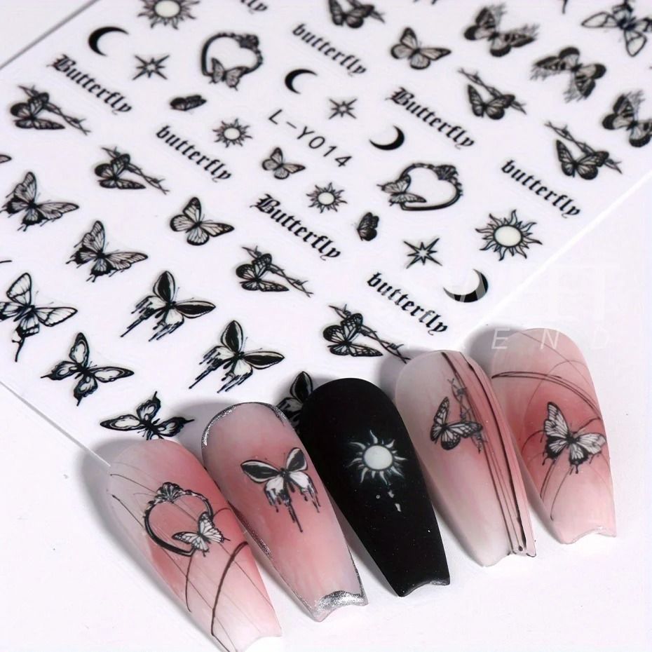 3-Piece Luminous Butterfly Nail Decal Set