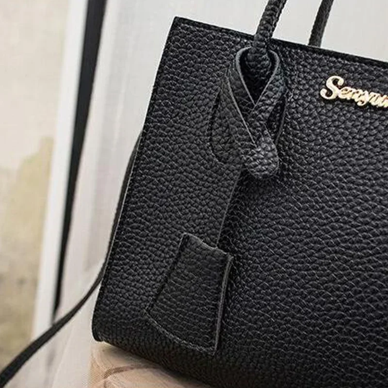 Womens Solid Color Lychee Grain Tote Shoulder Bag Elegant Single Shoulder Crossbody Handbag for Daily Use