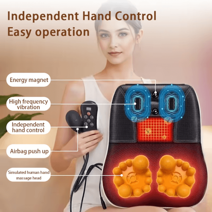 Electric Shiatsu Head, Neck and Cervical Traction Body Massager – Heated Vibration Car and Home Back Pillow