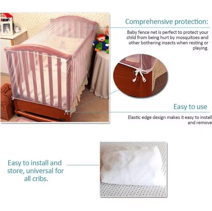 Foldable Baby Crib Mosquito Net Canopy – Breathable Full-Cover Protection (53 by 24 by 35 inches)