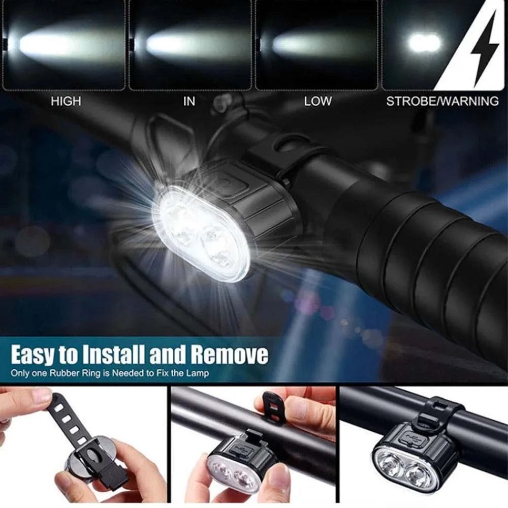 Cycling Bicycle Front Rear Light Set USB Rechargeable Waterproof LED Headlight Taillight