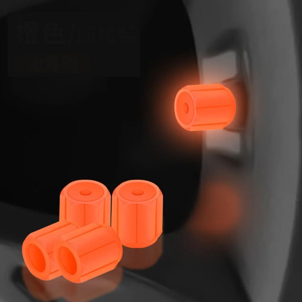 Glow-in-the-Dark Universal Tire Valve Caps - 4 Pack