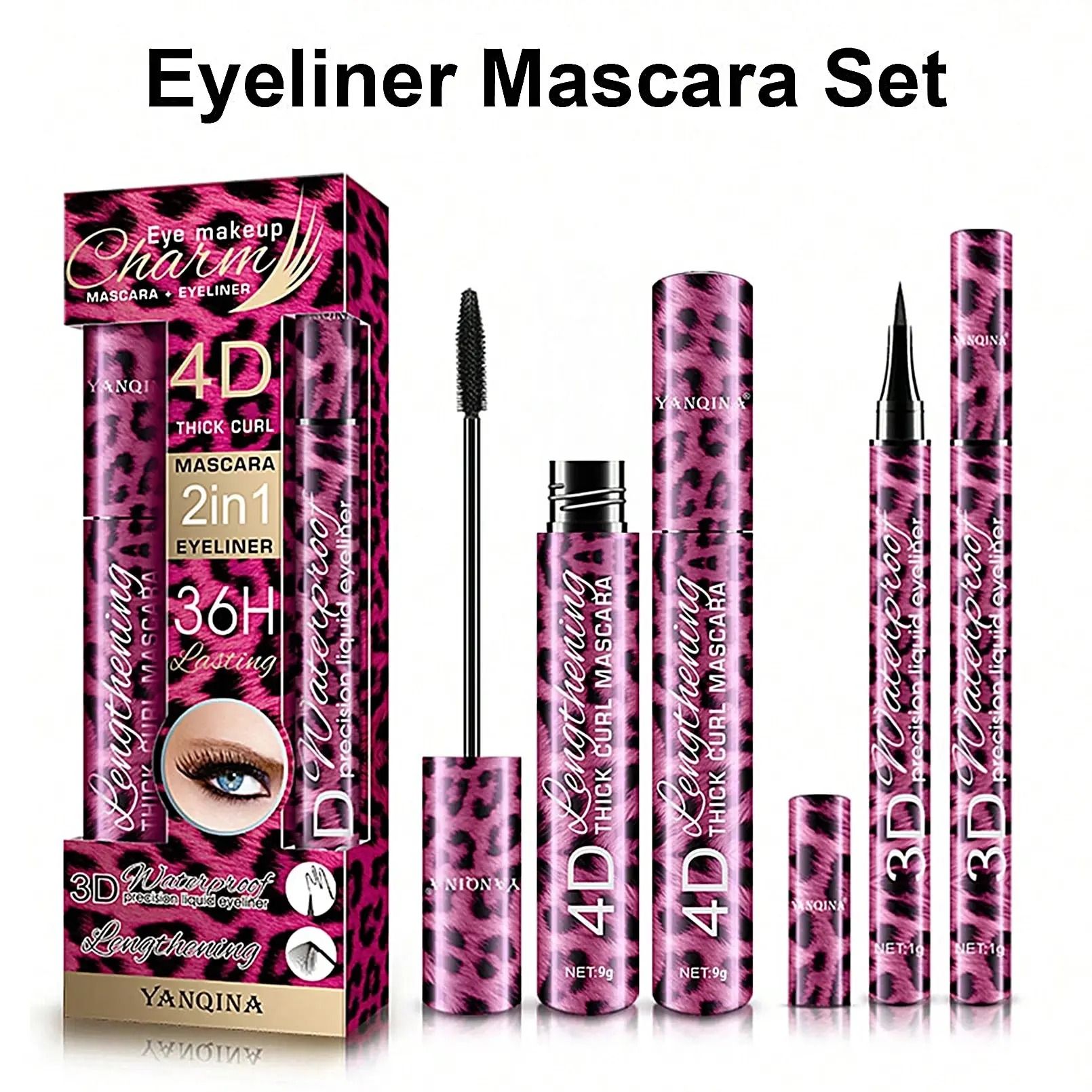 YANQINA GlamEyes Waterproof Eyeliner and Mascara Set