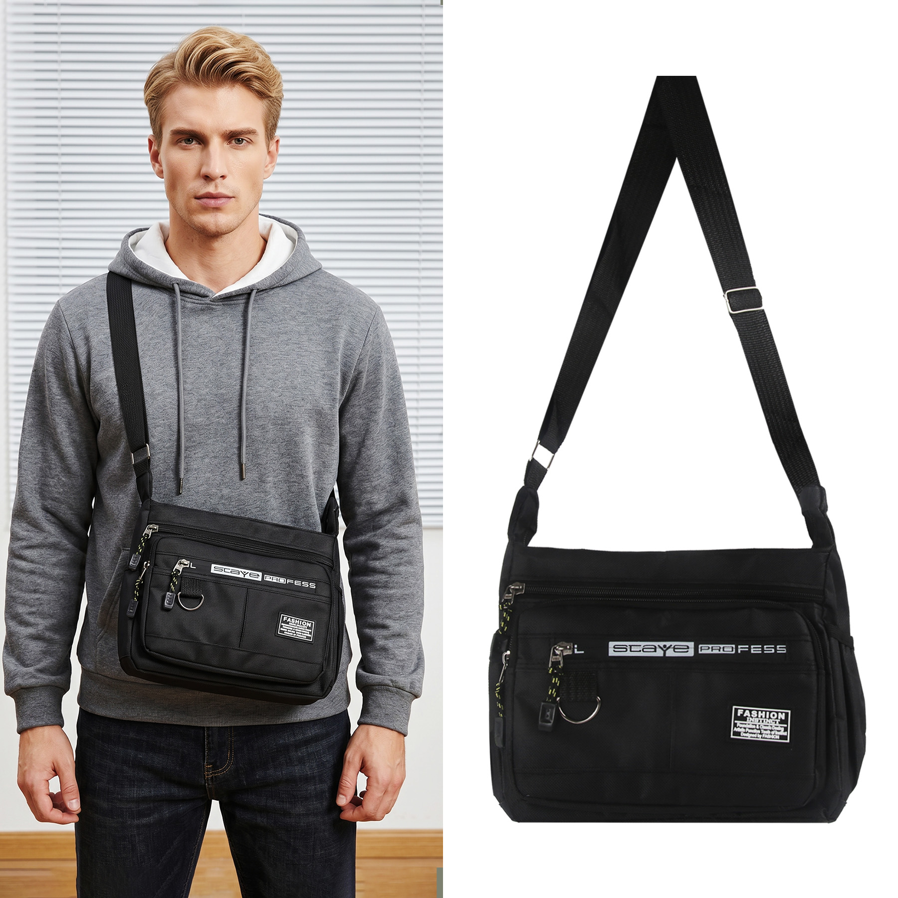 UrbanFlex Oxford Crossbody Messenger Bag with Multi Pocket Storage