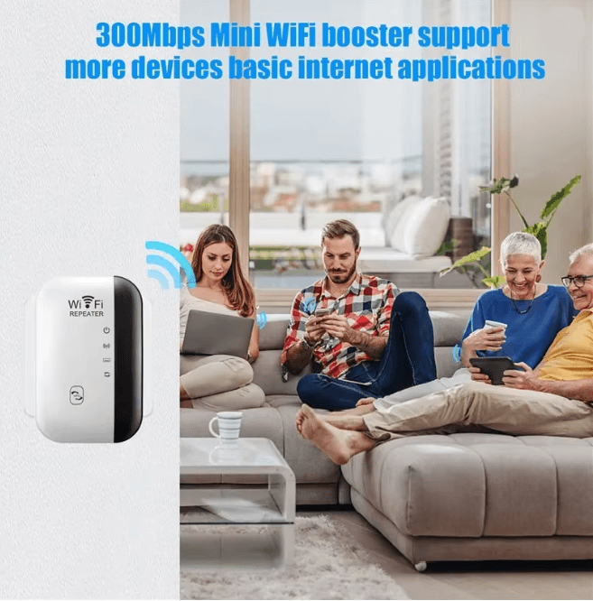 NetBoost 300Mbps WiFi Repeater Wireless Range Extender Signal Amplifier