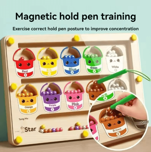 Childrens Magnetic Maze Puzzle Toy Walking Ball Concentration Logic Training Board