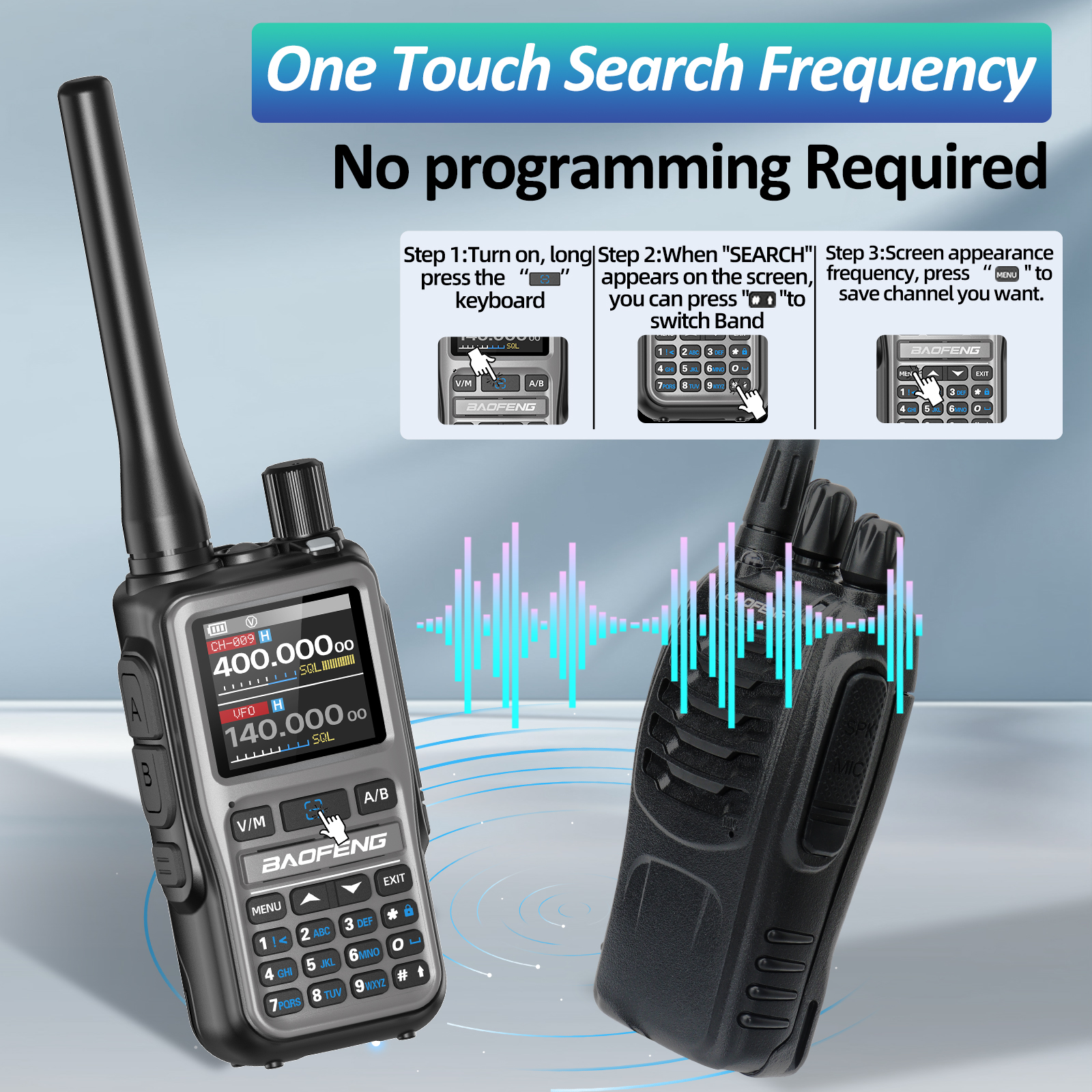Mini Walkie Talkie Bluetooth Programmable Ham Radio with Dual PTT Long Range Communication