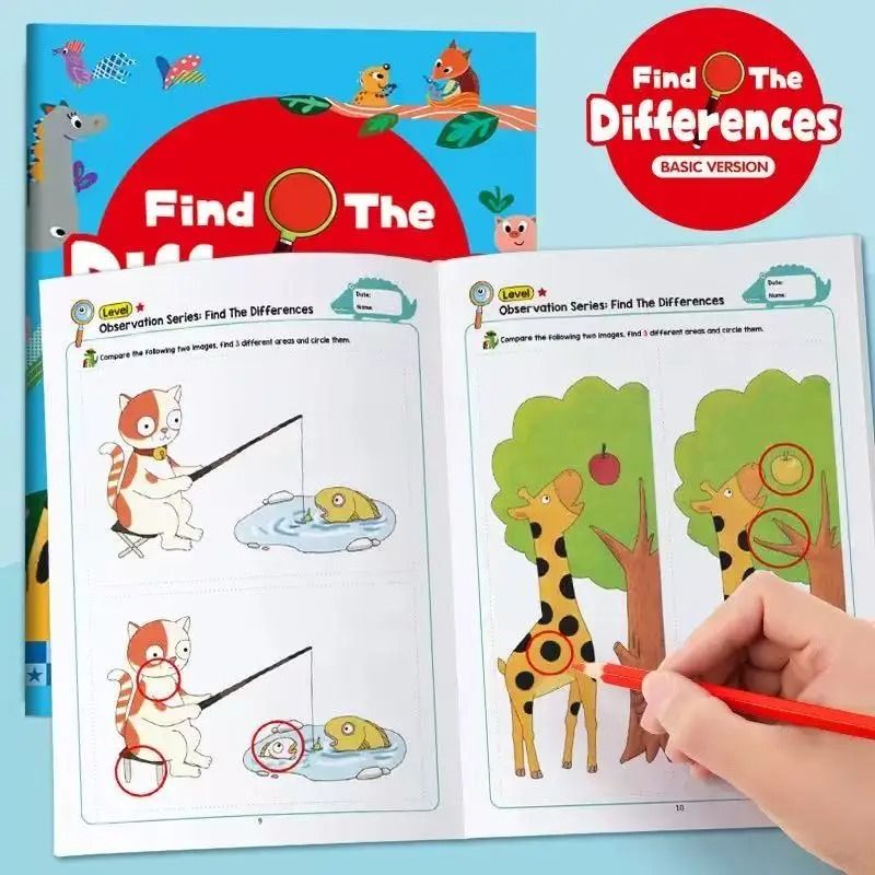 32 Page Interactive Learning Book Game for Kids Finding Differences Drawing Notebook