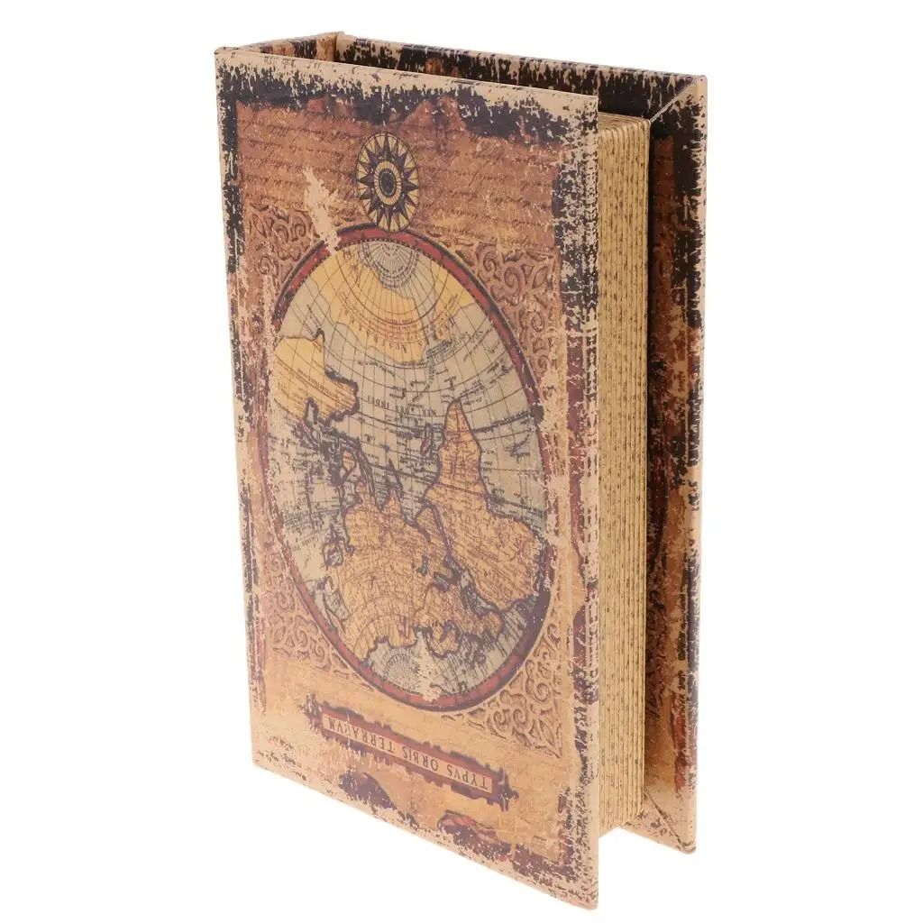 Vintage World Map Hidden Storage Book | Simulation Jewelry & Key Case | Antique Aesthetic Secret Compartment Box