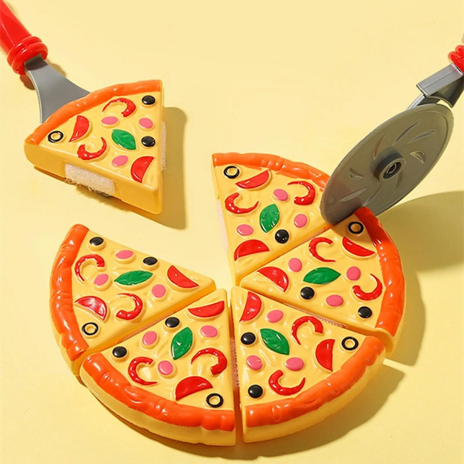 Kids Pretend Play Pizza Toy Set Sliceable Pizza Kitchen Play Food for Toddlers