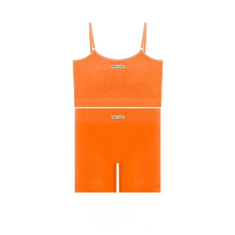 Women Seamless Yoga Wear Set with Halter Vest and Pants