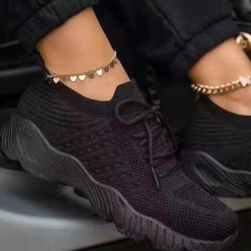 Breathable Women's Sneakers, Casual Socks Shoes, Lace Up Flats, Female Spring Vulcanized Running Shoes