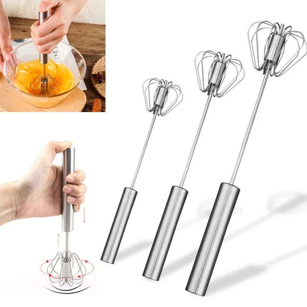 Semi Automatic Mixer Whisk Egg Beater Stainless Steel Manual Hand Mixer
