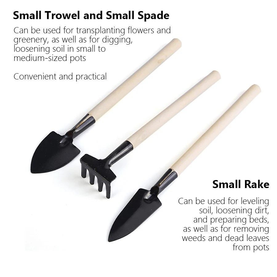 Premium Wood-Handle Heavy-Duty Hand Shovel & Garden Trowel Set – 3-Piece Planting & Transplanting Kit