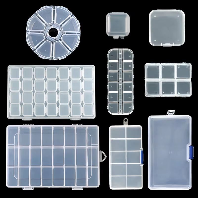 Transparent Adjustable Plastic Jewelry Storage Box with Compartments