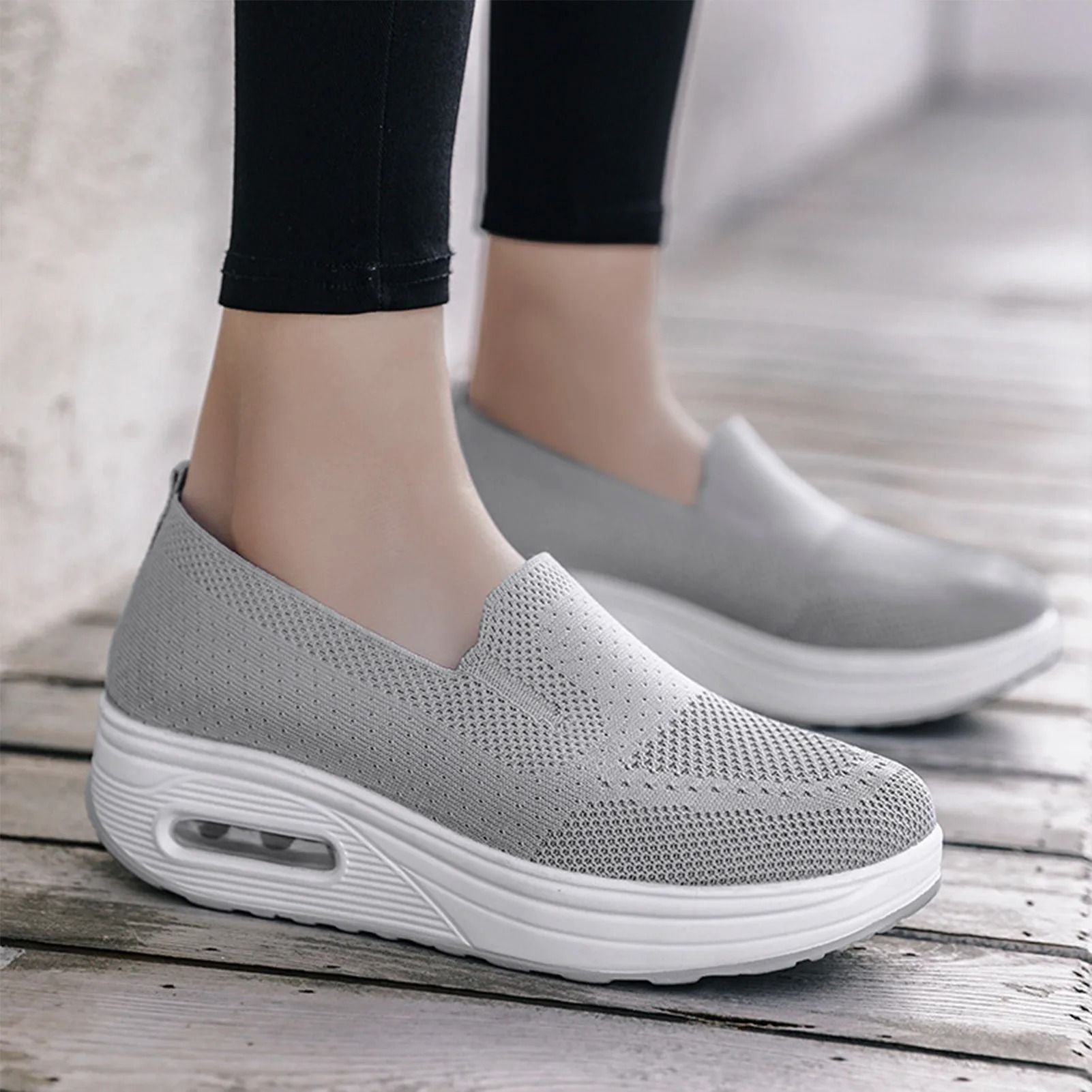 Women Slip On Mesh Walking Sneakers Lightweight Casual Jogging Shoes