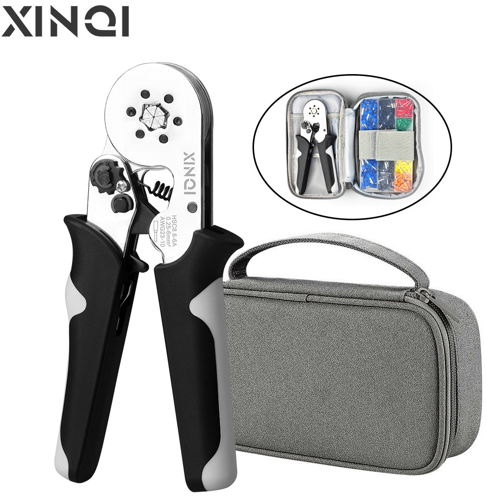 Crimping Tool Tubular Terminal Crimper with Mini Ferrule Electrical Kit and Bag
