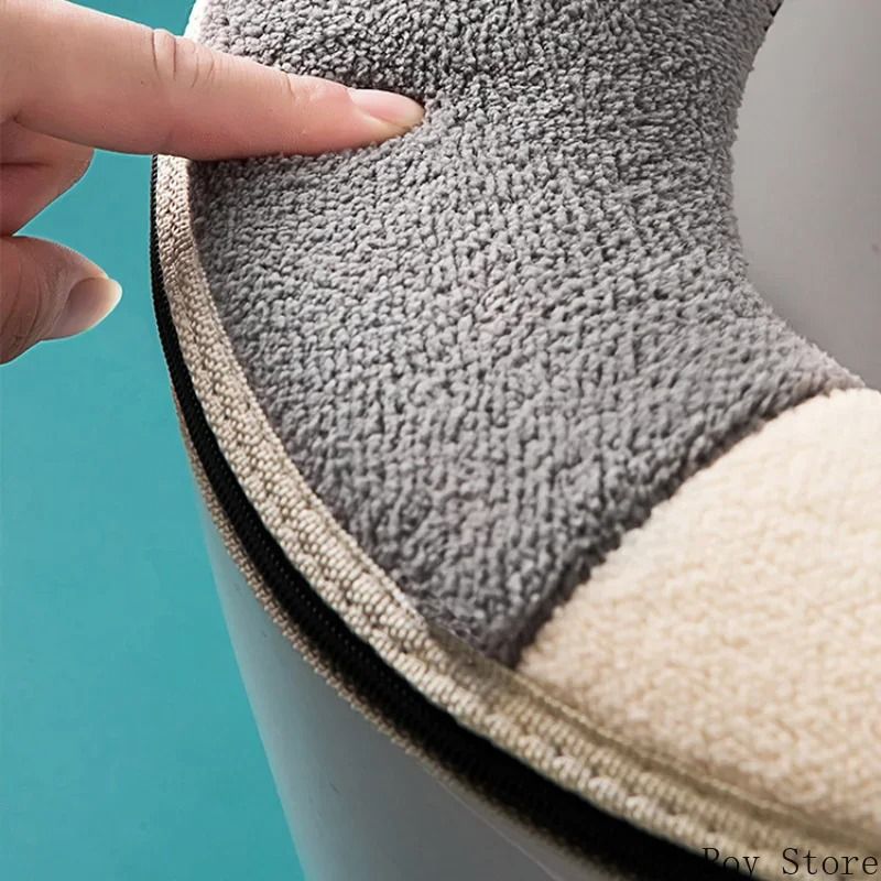 Universal Cartoon Cat Plush Toilet Mat – Thicken Thermal Cushion with Hygienic Lifting Handle