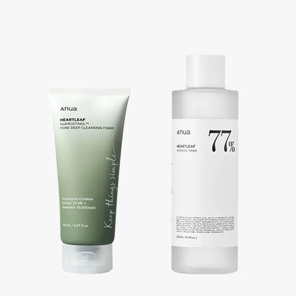 Anua Heartleaf 77 Toner and Cleansing Skincare Set