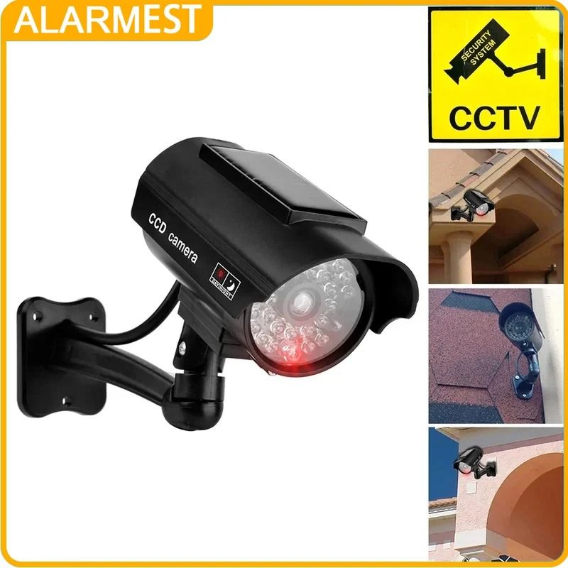 Solar Dummy Security Camera With Flashing LED Light For Indoor And Outdoor Use