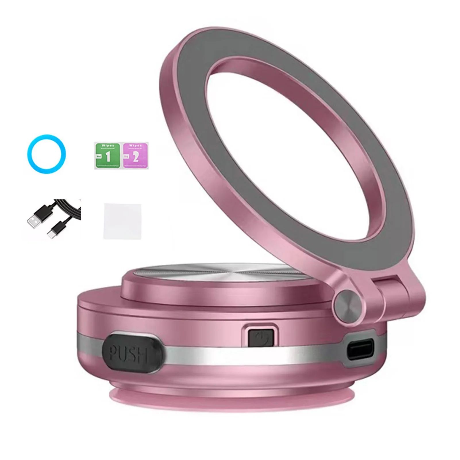 Magnetic Car Phone Holder Electric Vacuum Suction Mount Strong Grip 360° Rotation Secure Dashboard Windshield Stand