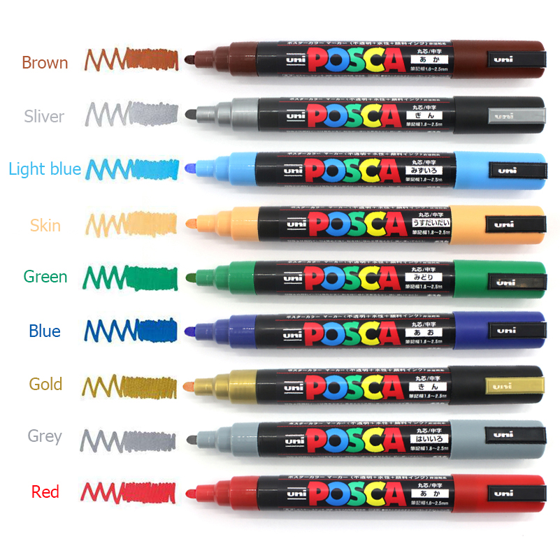 Uni Posca Acrylic Marker, PC 5M rotulador permanente, Paint Marker, POP Poster, Graffiti, Metal, Glass, Rock, Ceramics