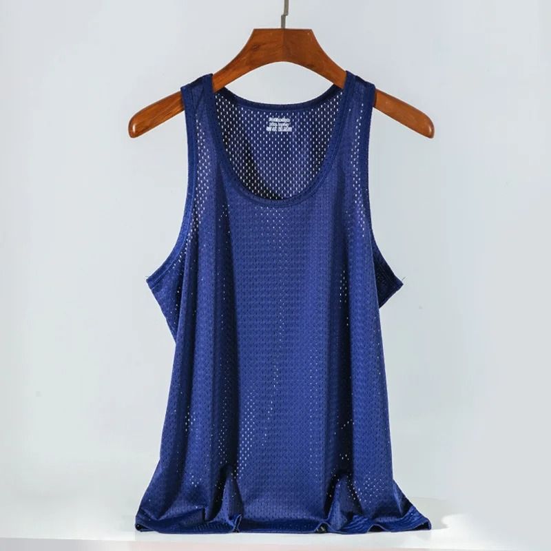Men Mesh Tank Top Fitness Sleeveless Shirt Breathable Gym Vest