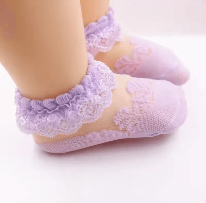 LaceBloom Summer Baby Girl Socks Breathable Mesh Anti Slip Cotton
