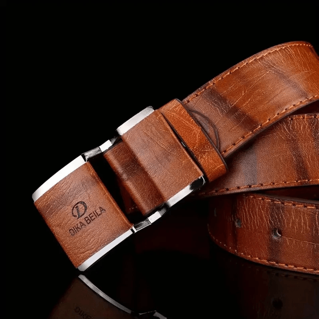 Mens Business Casual Leather Belt Smooth Buckle