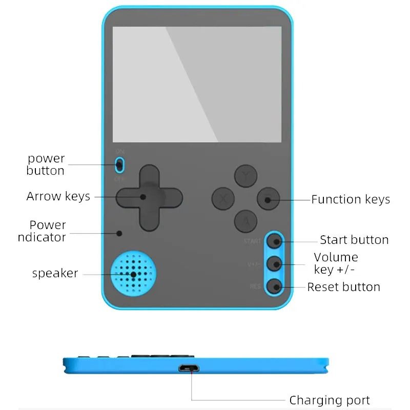 Retro Handheld Game Console with 500 Classic Games LCD Rechargeable