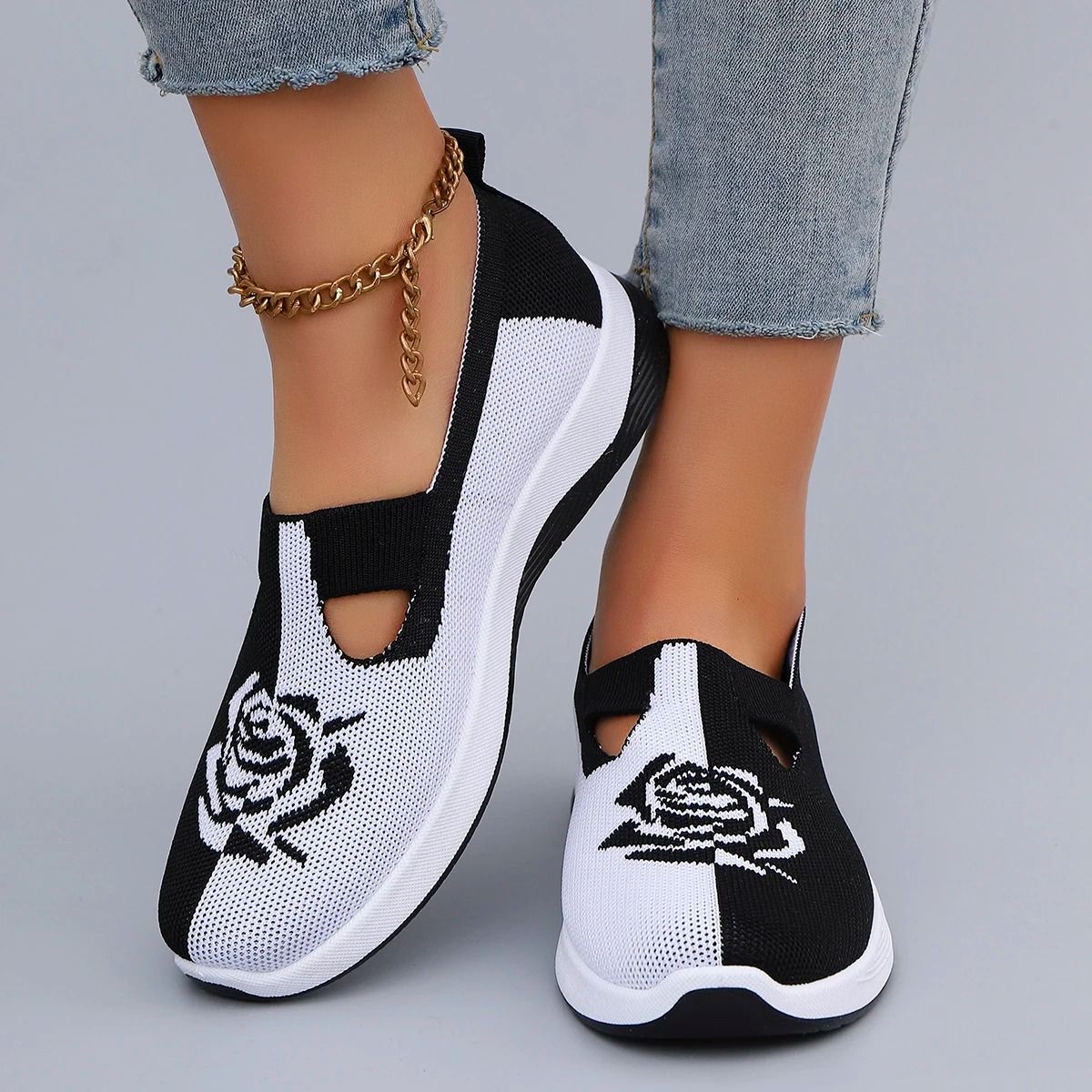 Womens Summer Breathable Mesh Flat Shoes Casual Sneakers