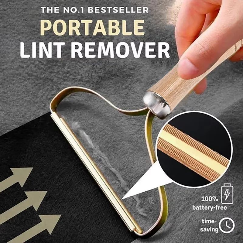Premium Wooden Lint Remover & Fabric Hairball Remover – Gentle Clothes De-Piller Tool