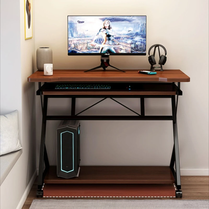 Writing Table with Stand Keyboard Tray, Small Computer Desk for Small Spaces, Monitor Storage for Home Office