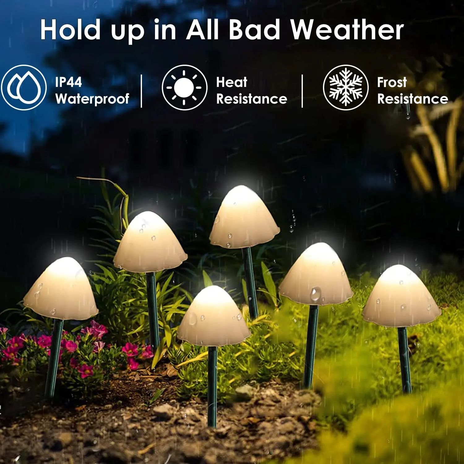 Solar Mushroom Garden Lights Outdoor Waterproof LED Pathway Decor