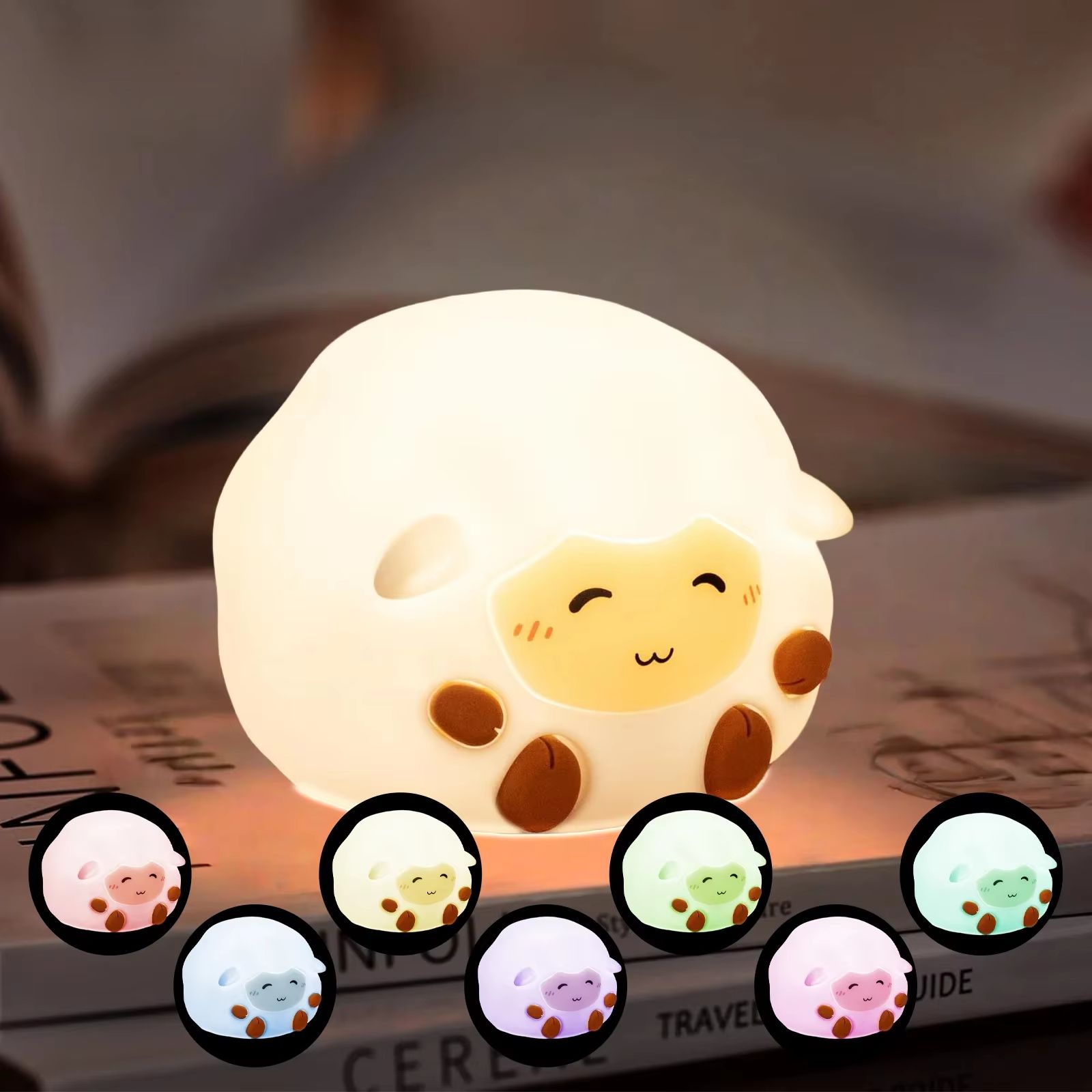 Cute Cartoon Animal RGB Night Light USB Rechargeable Silicone Touch Lamp