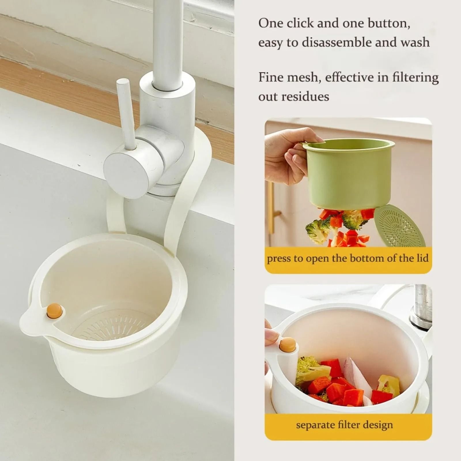 Self Cleaning Sink Strainer Basket With Automatic Dumping