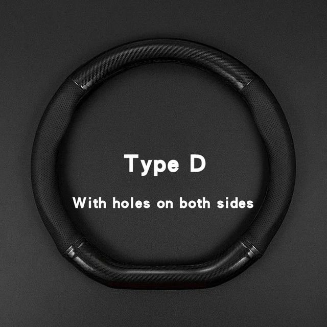 Carbon Fiber Leather Car Steering Wheel Cover Anti Slip Universal Fit