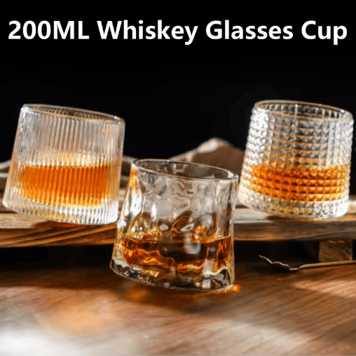 Creative Spinning Whiskey Glass 200 ml Rotating Tumbler for Cocktails Wine and Brandy