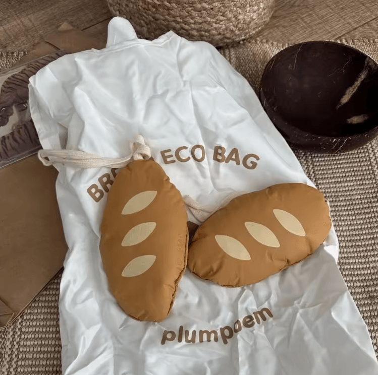 French Bread Foldable Shopping Bag – Cute Cartoon Eco Tote for Everyday Use