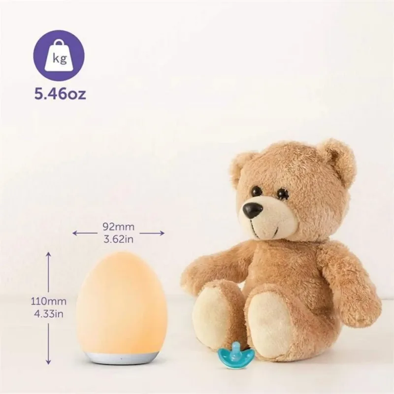 Portable Egg Shape Night Light, USB Rechargeable, Changing RGB, Remote and Touch Control, Dimmable Ambient Lamp