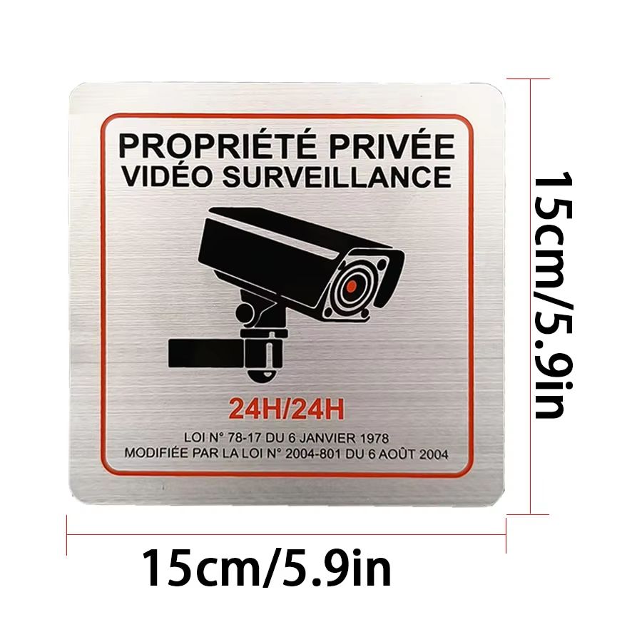 Premium French Aluminum Alloy Private Property Video Surveillance Sign