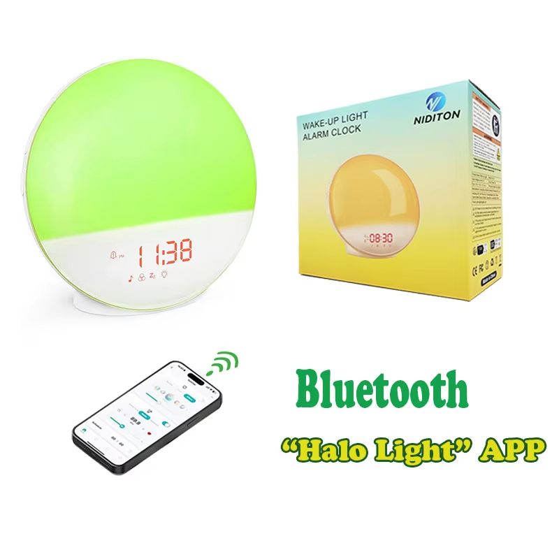 Smart Wake Up Light Alarm Clock with Bluetooth Speaker, APP Control, FM Radio, Natural Sounds and Nightlight