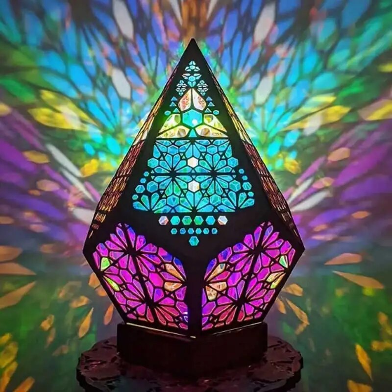 Bohemian Star Projection Lamp Multicolor LED Ambient Night Light for Bedroom Decor